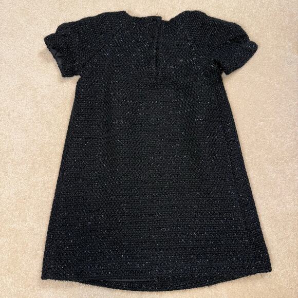 Janie and Jack Black Tweed Knit Dress with Bow – Girls Size 3T Metallic Sparkle - Picture 2 of 5
